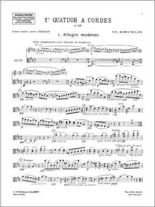 Quatuor n° 1 - Conducteur + Parties - Charles Koechlin - Partition